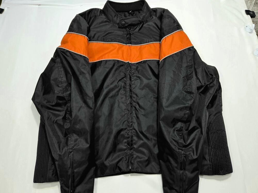Leather Gallery Motorcycle Jacket Black Orange Thinsulate Lined Men 3XL
